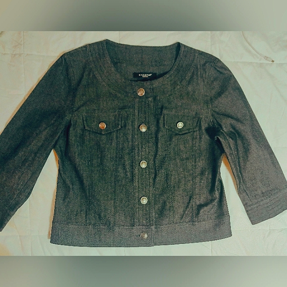 SANDRO Sportswear Cropped Jacket,  charcoal gray, size M